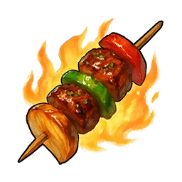 Flaming Grilled Meat Skewer
